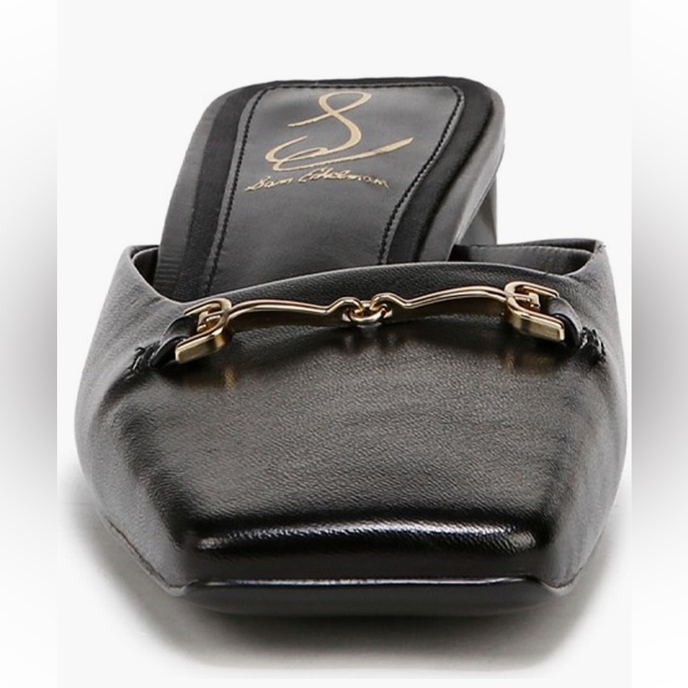SAM ELDERMAN NWT Ollie Square-toe Faux Leather slip-on Bit Mule, kitten-heel - Picture 4 of 6